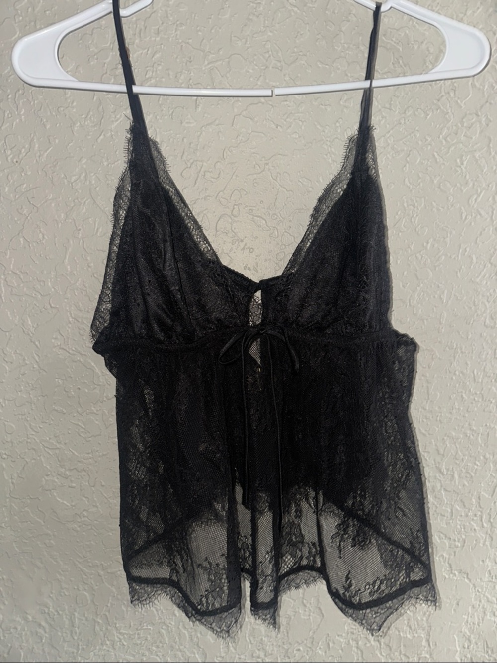Victoria's Secret Black Sheer Lace Tie-Front Camisole